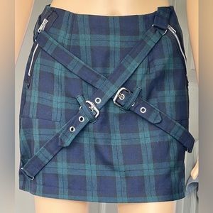 Lip Service Green and Blue Plaid Skirt